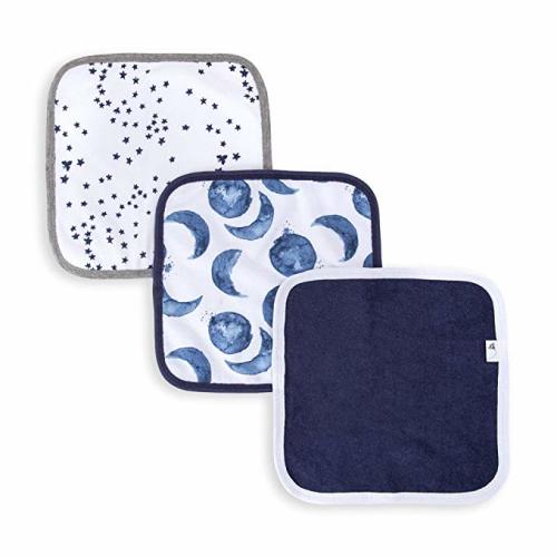 Burt's Bees Baby - Washcloths, Absorbent Knit Terry, Super Soft 100% Organic Cotton (Hello Moon!, 3-Pack) - Pack of 3