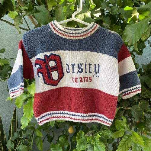 vintage red and blue knitted baby sweater baby cute...