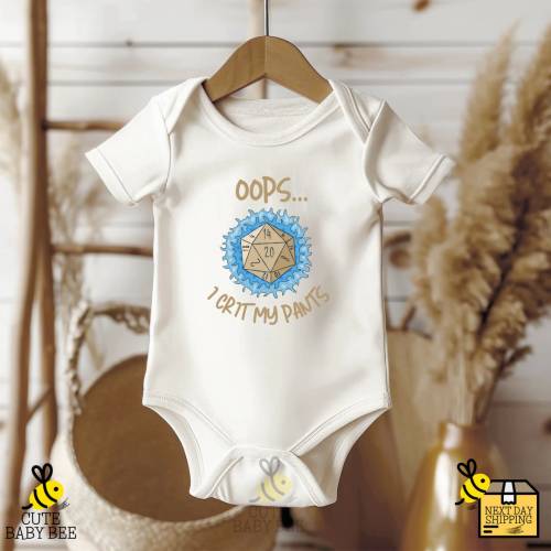 Oops I Crit My Pants Onesie®, Funny Baby Shower Gift, I Crit My Pants Bodysuit,DND Geek Kids Shirt,