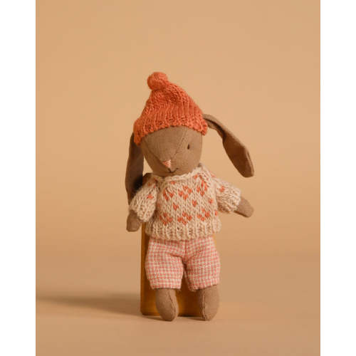 Maileg Winter Bunny, Micro - Brown - Rose