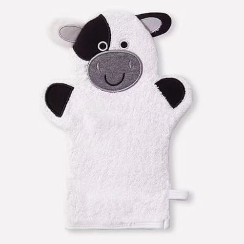 JN&LULU Baby Organics Bath Mitt Toddlers Bath Cotton and Soft Scrub Bathing Loofah Baby Shower Gifts (Cow)