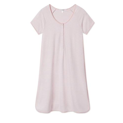 MEDIUM LAKE | Women | Pima Cotton Pajamas | English Rose Stripe Maternity Nightgown