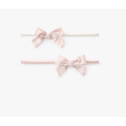 Elegant Baby Swiss Dot & Pink Seersucker Bow Headbands 2Pk
