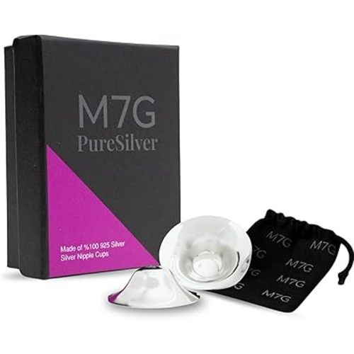 M7G Silver Nursing Cups for Breastfeeding Mothers | Natural Silver Nipple Shields | Reusable Nipple Protector for Sore Nipples | Breastfeeding Essentials | Nickel Free | 925 Silver