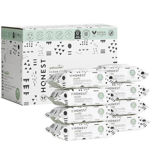 The Honest Company Clean Conscious Unscented Wipes | Over 99% Water, Compostable, Plant-Based, Baby Wipes | Hypoallergenic for Sensitive Skin, EWG Verified | Pattern Play, 576 Count - 72 Count (Pack of 8)