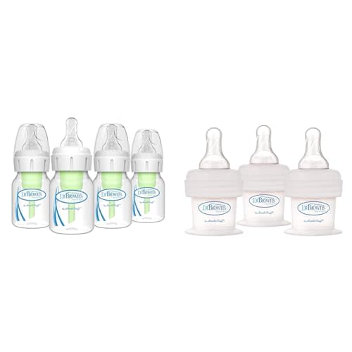 Dr. Brown's Anti-Colic Preemie Baby Bottles, 0m+, 4 Pack, 2 oz & First Feeder Bottles, 15cc, 3 Pack