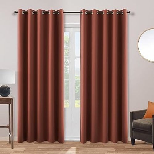Terracotta Blackout Darkening Extra Wide Curtains Large Window