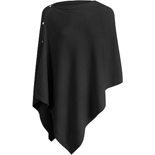 PULI Women's Versatile Knit Shawl Poncho Sweater Button Scarf