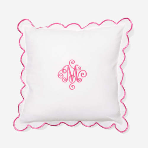 Monogrammed Scalloped Pillow Sham | Pink
