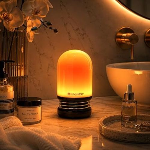 liderstar Red Light Night Lamp for Sleep, 3 Modes – Red, Amber & Dual, Rechargeable Dimmable Bedside Lamp, Compact Portable Light for Bedroom, Nursery, Bathroom & Travel