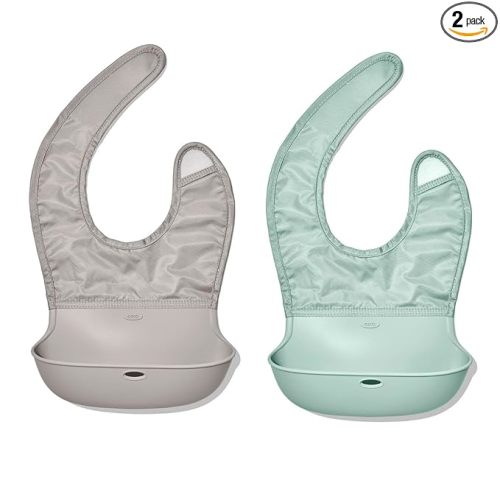 OXO Tot Roll-Up Bib - 2 Pack - Drizzle and Opal