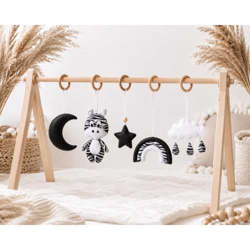Black and White Baby Gym Toys, High Contrast Newborn Toys, Montessori Baby Gym Set, Zebra Nursery Decor, Neutral Baby Gift