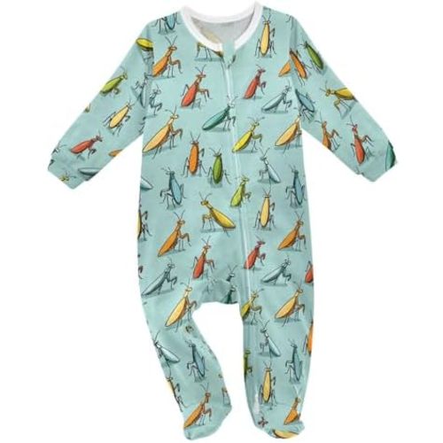 Baby One-Piece Footies Long Sleeve Rompers Zipper, Baby Footed Jumpsuit Cotton Clothes for Boys Girls 0-24 Month