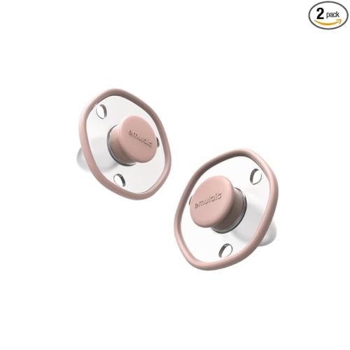 Emulait Baby Pacifier 2-Pack – Soft Silicone Newborn Pacifiers for Breastfed Babies, Orthodontic Shape, 0–6 Months, Rose
