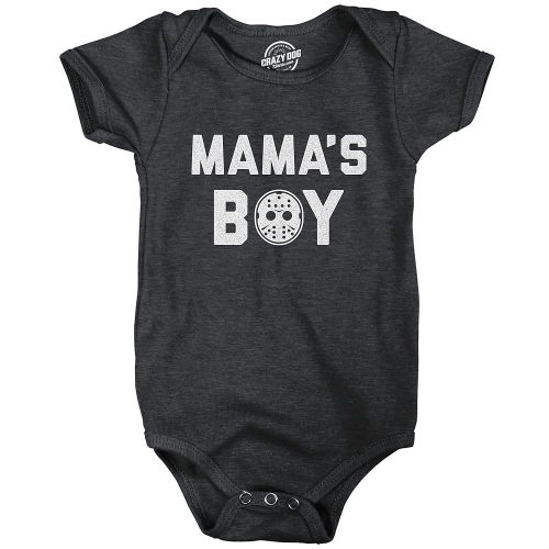 Crazy Dog T-Shirts Mama's Boy Baby Bodysuit Funny Halloween Horror Movie Hockey Mask Graphic Jumper