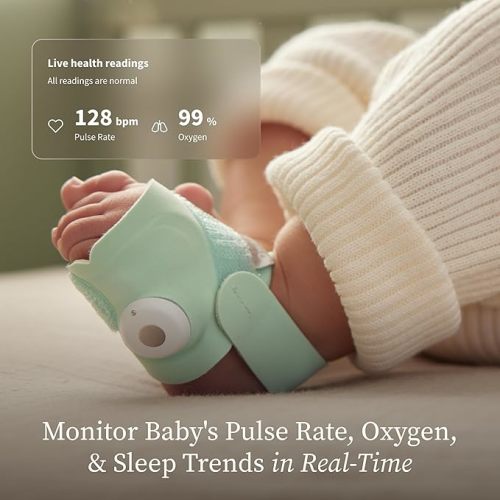 Owlet Dream Sock - Smart Baby Monitor View Heart Rate and Average Oxygen O2 as Sleep Quality Indicators. Wakings, Movement, and Sleep State. Digital Sleep Coach and Sleep Assist Prompts - Mint