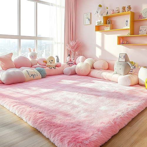 Pentantan Shag Area Rugs, 8ft x 10ft Soft Fluffy Indoor Carpet for Living Room Bedroom Decor, Pink