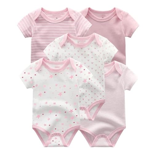 Chamie Newborn Baby Bodysuit 5-Pack Short Sleeve Baby Clothes for Boys and Girls