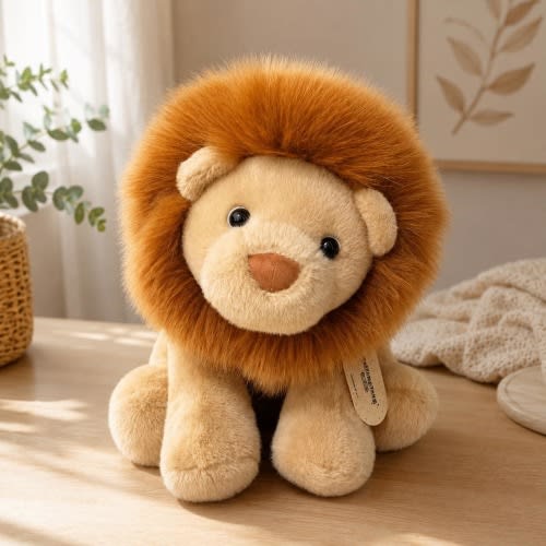 Plush Lion Stuffed Animal, Soft Safari Lion Plush Toy, Fluffy Faux Fur Mane, Nursery Decor, Baby Gift, Cute Huggable Plushie