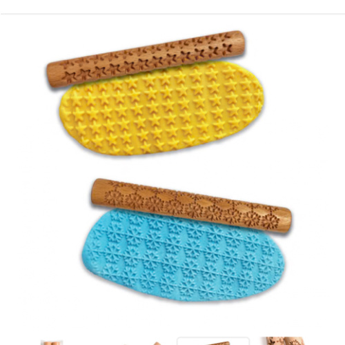 Wooden Roller Creative Embossments Dough Tool