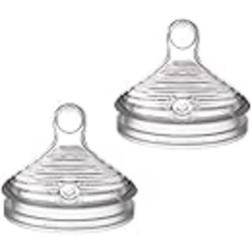 NUK Simply Natural Baby Bottle Nipples, Slow Flow, 2-Pack | Anti-Colic Vent, Medical-Grade Silicone Nipple, Mimics Breastfeeding, Seamless Transition, 98% Baby Acceptance