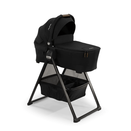 Nuna SWIV™ & TRIV™ Series Bassinet + Stand - Caviar | Traveling Tikes - Traveling Tikes