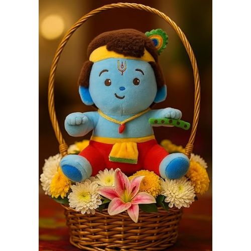 MODI TOYS Baby Krishna (11 inch) Mantra Singing Stuffed Plush Toy | Ideal for Newborns, Infants, Toddlers, Grandparents | Best for Diwali, Baby Shower, Birthday | Teddy Bear Panda Elephant