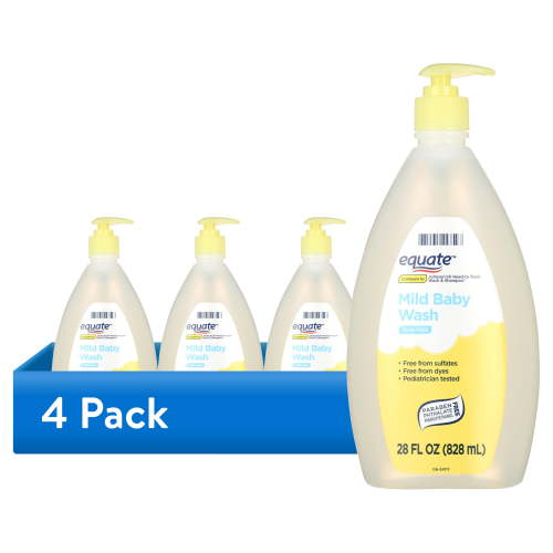 (4 pack) Equate Baby Tear-Free Mild Baby Wash, 28 fl oz, Compare to Johnson's® Head-to-Toe® Wash & Shampoo