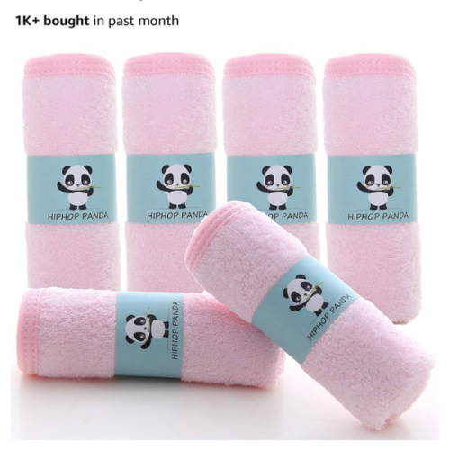 HIPHOP PANDA Baby Washcloths, Rayon Made from Bamboo - 2 Layer Ultra Soft Absorbent Newborn Bath Face Towel - Reusable Baby Wipes for Delicate Skin - Pink, 6 Pack
