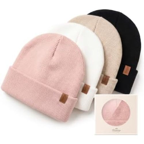 Konssy 4-Pack Baby Beanie Winter Hat for Newborn Infant Boy Girl 0-6 Months