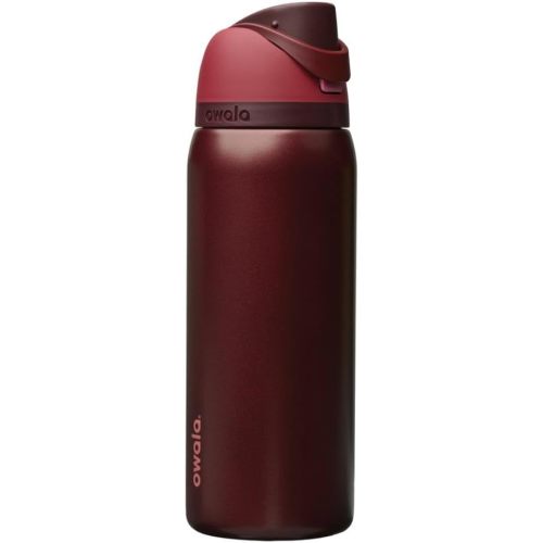Owala FreeSip Insulated Stainless Steel Water Bottle with Straw, BPA-Free Sports Water Bottle, Great for Travel, 32 Oz, Black Cherry