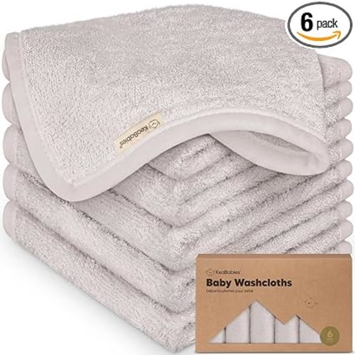 6-Pack Baby Washcloths – Soft Absorbent Viscose from Bamboo Washcloths for Face, Body, Baby Towels for Newborn, Kids, Toddlers, Infant, Gentle on Sensitive Skin, 10x10 Reusable Face Towels (Heather)