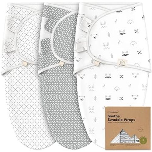 3-Pack Organic Baby Swaddle Sleep Sacks - Swaddles for Newborns, Infant 3-6 Months, Baby Girls, Boys, Soft & Snug Newborn Sleep Sack, Nursery Swaddling Blankets (Nordic, L)