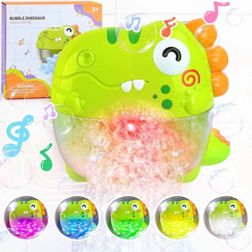 Style-Carry Baby Bath Toys Dinosaur Bubble Machine with Music Light Up Bathtub Toy for Toddlers 1 2 3 Years