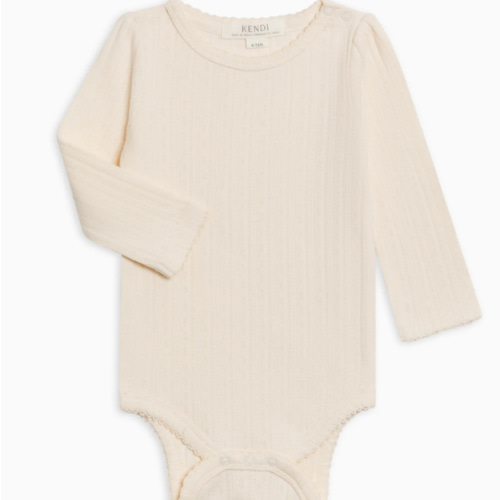 Thea Brushed Back Pointelle Long Sleeve Bodysuit