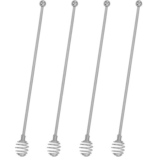Coffee Stir Sticks,BURLIHOME Stainless Steel Swizzle Sticks 4Pcs Reusable Beverage Stirrers with Honey Shape