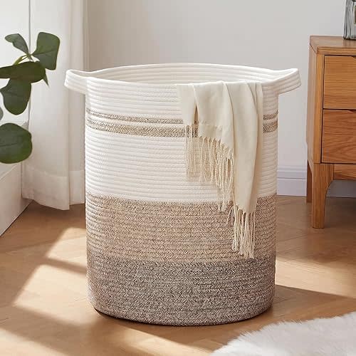 OIAHOMY 60L Laundry Basket Laundry Hamper Nursery Hamper Gradient Yellow