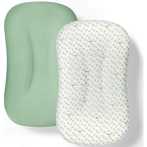 Baby Lounger Cover 2 Pack - Silky Soft and Breathable Infant Lounger Cover, Newborn Lounger Slipcover for Baby Boys Girls, Fits Cpzzkq & Most Loungers, Cover Only, Green