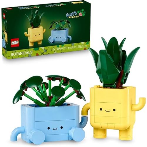 LEGO Botanicals Happy Plants Building Toy for Kids, Girls, and Boys 9+ - Playroom Decor for Desk or Shelf - Birthday Gift Idea for Young Gardeners - Artificial Indoor Plant for Play & Display - 10349
