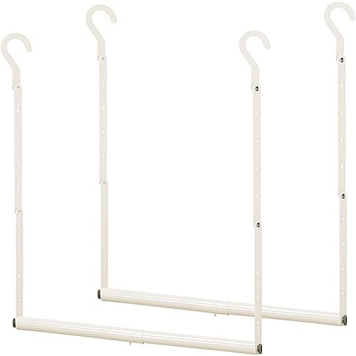 STORAGE MANIAC Adjustable Closet Rod Hanging Clothes Heavy Duty Closet Extender Hanging Rod Space-Saving Clothes Hanging Bar Double Closet Hanging Rod Hanging Closet Organizer Closet Bar,2 Pack White