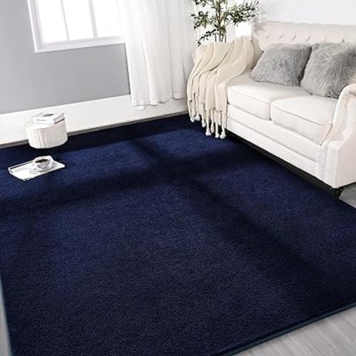 Large Ultra Soft Modern Area Rugs for Living Room Bedroom, 5x8 Feet Navy Blue Thickened Memory Foam Indoor Solid Minimalist Carpets, Non-Slip Comfy Rug for Boys Girls Nursery Room Home Decor