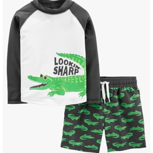 Simple Joys by Carter's Toddlers and Baby Boys' Swimsuit Trunk and Rashguard Set
