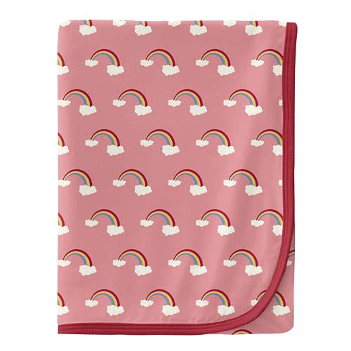 KicKee Swaddling Blanket, Made from Luxuriously Soft KicKee Signature Blend Fabric, Buttery Softness for Snuggling Your Baby (Strawberry Rainbows - One Size)