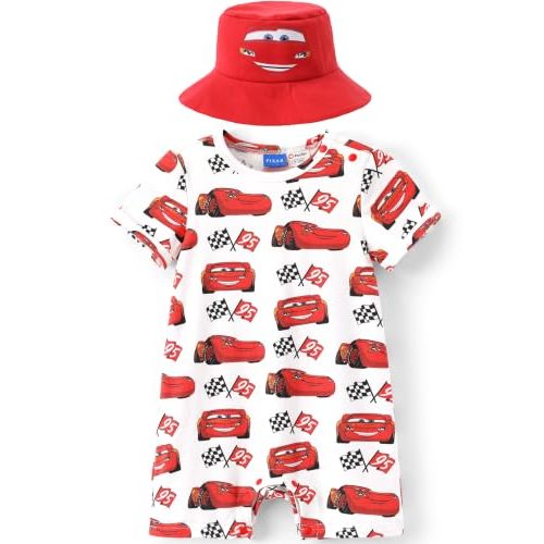 Disney Baby Boy's 2-Piece Romper and Sun Hat Outfit Set Newborn to Infant