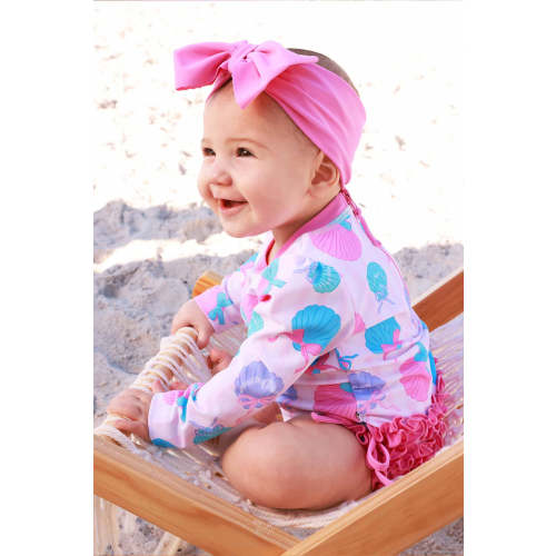 Long Sleeve Rash Guard With Ruffle Bottom | Seaside Sweetie