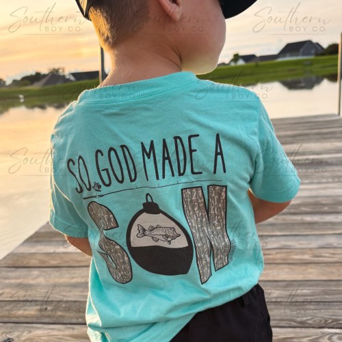 Fishing Woodland Camo God Made A Son Boy's Short Sleeve Shirt – Southern Boy Co.