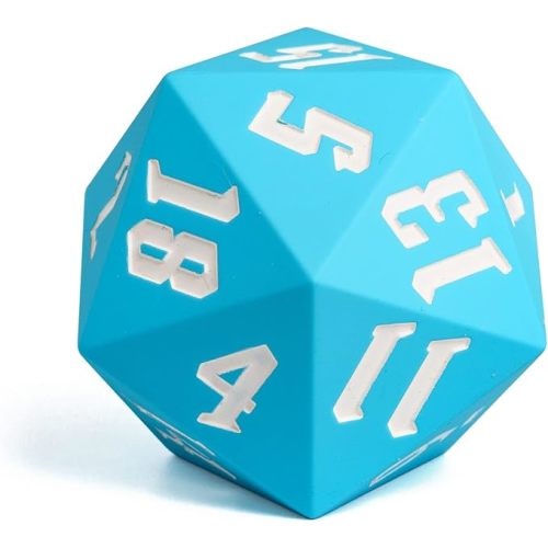 55mm Silicone D20, Single 20 Sided Dice Giant D20, Bright Colors, Soft & Comfortable Touch, Perfect Bouncer, for D&D RPG Bar Pub Club Party Classroom Games (Sky Blue)