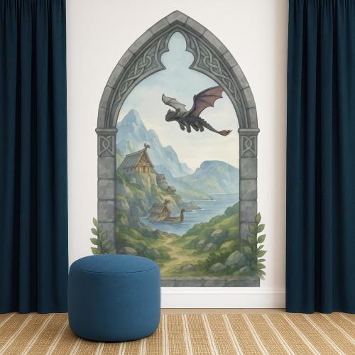 Dragon Riders Arch decal-  Inspired by How to Train Your Dragon- Nursery Wall Sticker | Children's Wall Art | Illustrated Transfer Decals