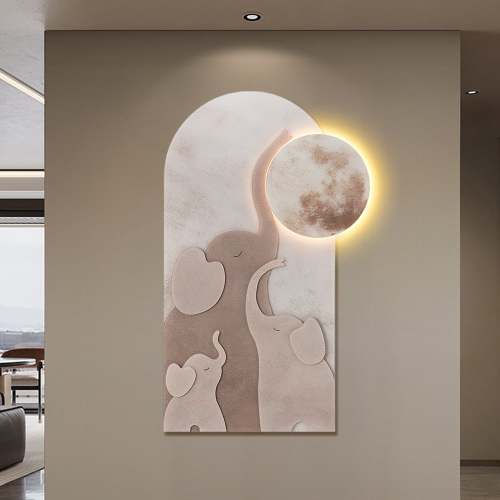 39.4" Arched LED 3D Acrylic Elephant Moon Wall Sculpture Art Decor Living Room Bedroom