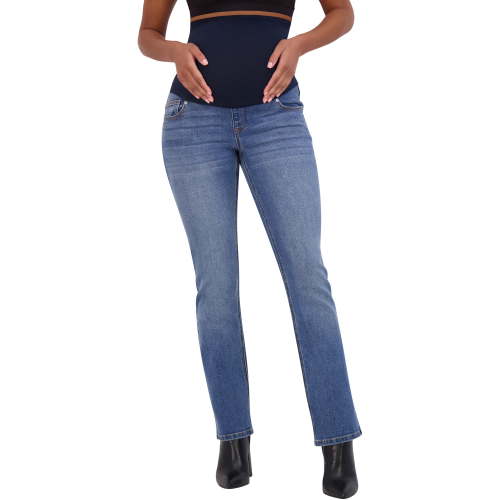 Savi Parker Women's Maternity Bootcut Jeans with Pockets – Pregnancy Must Haves Maternity Jeans Over The Belly - 32.5" Inseam (M, Marina Wash)